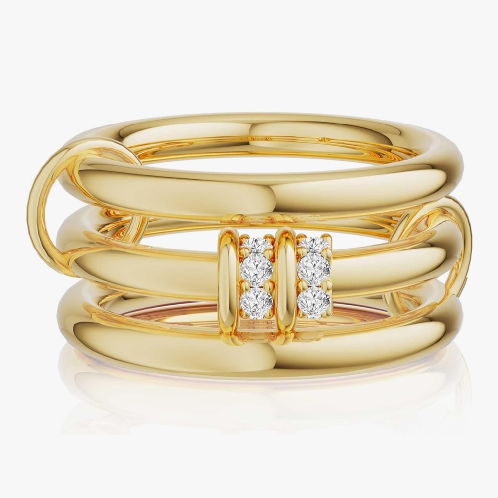 Filmoon Gold Plated Stackable Ring With Rhinestones Size 8 Eight - Picture 2 of 7